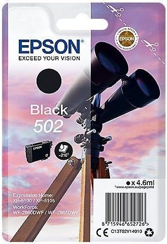 Epson Nr.502  fekete tinta (C13T02V14010) 4,6ml (≈210 oldal)