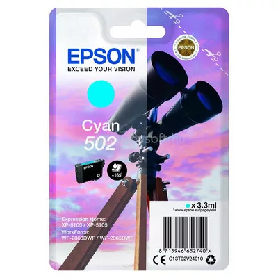 EPSON Nr.502  cián EREDETI TINTAPATRON / INK CARTRIDGE (C13T02V24010) 3,3ml (≈165 oldal)