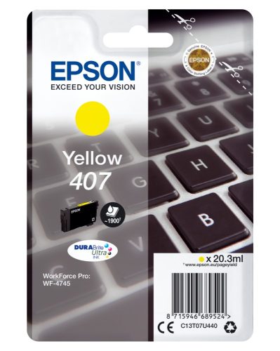 Epson Nr.407 eredeti sárga tintapatron (C13T07U440) 20,3ml (≈1900 oldal)