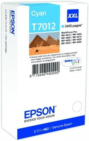 Epson T7012 C XXL eredeti tintapatron (cián) 3400 oldalas! (≈3400oldal)