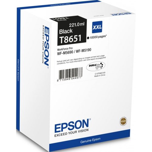 Epson T8651 eredeti fekete tintapatron, 10000 oldal (C13T865140)