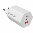 Hálózati töltő, 1xUSB-A, 2xUSB-C, 65W, CANYON "Hexagon 65", fehér