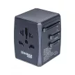 Utazóadapter, univerzális, gyorstöltő, DONAU "Travel 904", fekete 1 db