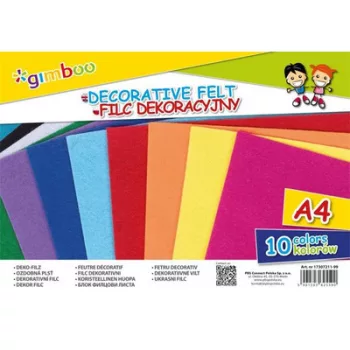   Dekorfilc, A4, "Gimboo", 10 különböző intenzív szín 10 lap