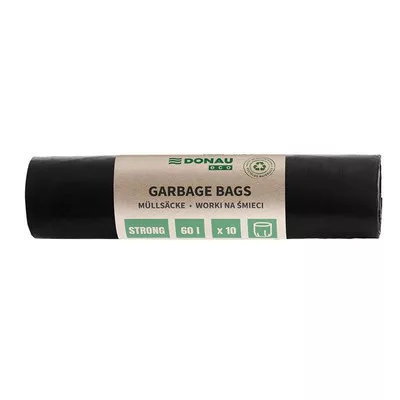 Szemeteszsák, extra erős, 60 l, 10 db, 30 µ, DONAU "Eco", fekete