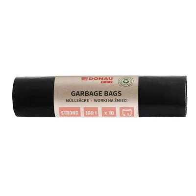 Szemeteszsák, extra erős, 160 l, 10 db, 70 µ, DONAU "Eco", fekete