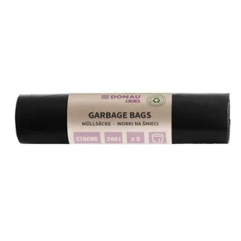   Szemeteszsák, extra erős, 240 l, 5 db, 70 µ, DONAU "Eco", fekete