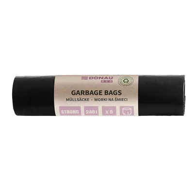 Szemeteszsák, extra erős, 240 l, 5 db, 70 µ, DONAU "Eco", fekete