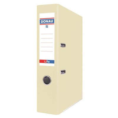Iratrendező, 75 mm, A4, PP/karton, élvédő sínnel, DONAU "Life", pasztell sárga