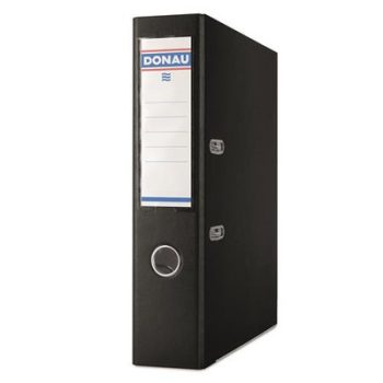   Iratrendező, 75 mm, A4, PP, élvédő sínnel, DONAU "Premium", fekete
