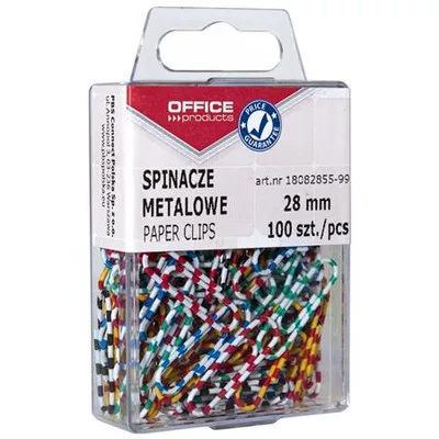 Gemkapocs, 28 mm, csíkos, OFFICE PRODUCTS, színes 100 db
