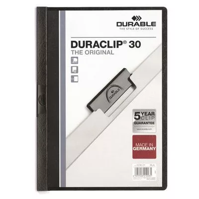 Gyorsfűző, klipes, A4, DURABLE "DURACLIP® 30", fekete 1 db