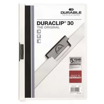   Gyorsfűző, klipes, A4, DURABLE "DURACLIP® 30", fehér 1 db