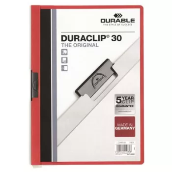   Gyorsfűző, klipes, A4, DURABLE "DURACLIP® 30", piros 1 db
