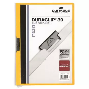   Gyorsfűző, klipes, A4, DURABLE "DURACLIP® 30", sárga 1 db