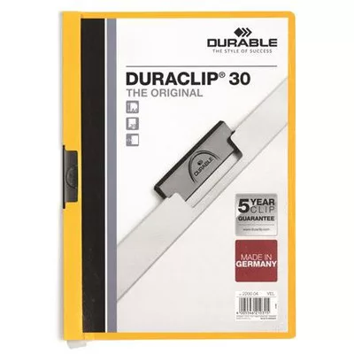 Gyorsfűző, klipes, A4, DURABLE "DURACLIP® 30", sárga 1 db