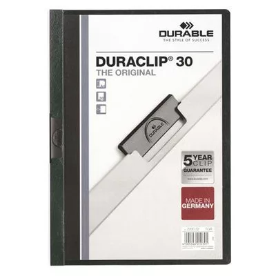 Gyorsfűző, klipes, A4, DURABLE "DURACLIP® 30", sötétzöld 1 db