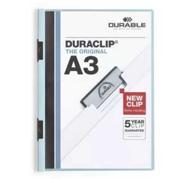   Gyorsfűző, klipes, A3, DURABLE "DURACLIP® 60", kék 10 db