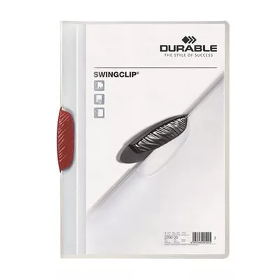 Gyorsfűző, klipes, A4, DURABLE "Swingclip® 30", piros 1 db