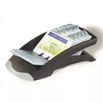   Névjegykártyatartó, műanyag, 200 db-os, A-Z regiszterrel, fekvő, DURABLE, "VISIFIX®", fekete