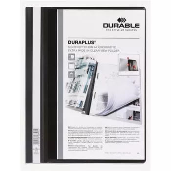   Gyorsfűző, A4, széles, panorámás, DURABLE "DURAPLUS®", fekete 1 db