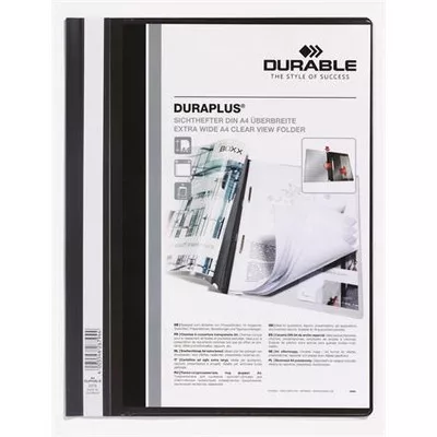 Gyorsfűző, A4, széles, panorámás, DURABLE "DURAPLUS®", fekete 1 db