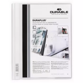   Gyorsfűző, A4, széles, panorámás, DURABLE "DURAPLUS®", fehér 1 db