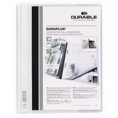 Gyorsfűző, A4, széles, panorámás, DURABLE "DURAPLUS®", fehér 1 db