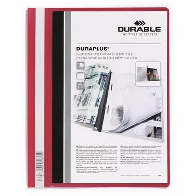 Gyorsfűző, A4, széles, panorámás, DURABLE "DURAPLUS®", piros 1 db