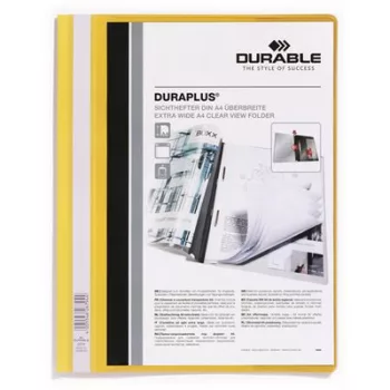   Gyorsfűző, A4, széles, panorámás, DURABLE "DURAPLUS®", sárga 1 db