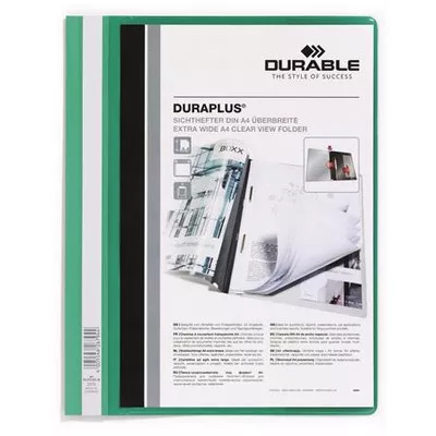 Gyorsfűző, A4, széles, panorámás, DURABLE "DURAPLUS®", zöld 1 db