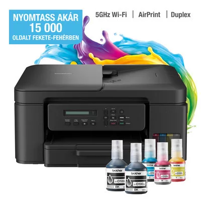Brother DCPT730DW színes külső tintatartályos multifunkciós kétoldalas nyomtató ►15.000 oldal fekete + 5.000 oldal színes tintával◄ SZÍNES►NYOMTAT►MÁSOL►SZKENNEL►ADF►WIFI-S - DCPT730DWYJ1