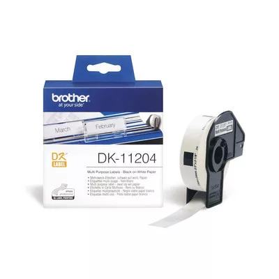 Brother DK-11204 etikett - FEHÉR alapon FEKETE / BLACK felirat