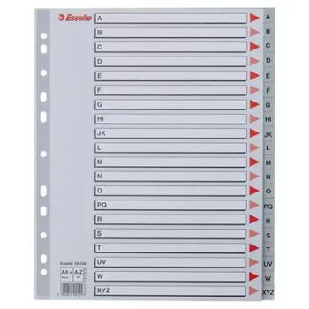 Regiszter, műanyag, A4 Maxi, A-Z, ESSELTE, szürke