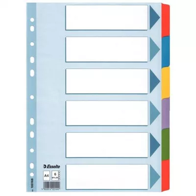 Regiszter, laminált karton, A4, 6 részes, ESSELTE "Mylar"