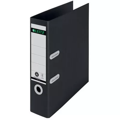 Iratrendező, 80 mm, A4, karton, újrahasznosított, LEITZ "180 Recycle", fekete 1 db