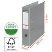 Iratrendező, 75 mm, A4, PP/karton, élvédő sínnel, ESSELTE "Economy", szürke 1 db