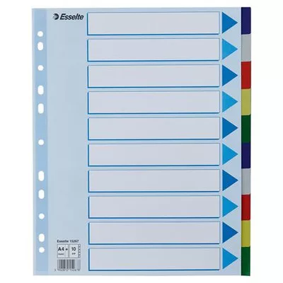Regiszter, műanyag, A4 Maxi, 10 részes, ESSELTE