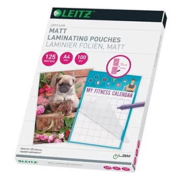   Meleglamináló fólia, 125 mikron, A4, matt, LEITZ "iLam"
