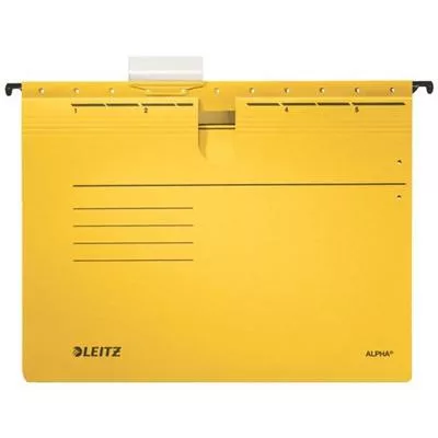Függőmappa, gyorsfűzős, karton, A4, LEITZ "Alpha", sárga 25 db