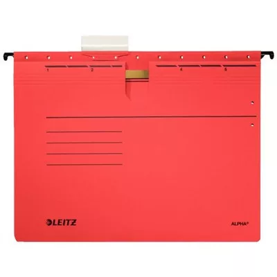 Függőmappa, gyorsfűzős, karton, A4, LEITZ "Alpha", piros 25 db