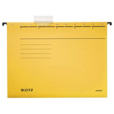 Függőmappa, karton, A4, LEITZ "Alpha Standard", sárga 25 db