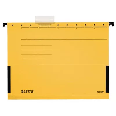 Függőmappa, oldalvédelemmel, karton, A4, LEITZ "Alpha", sárga 25 db