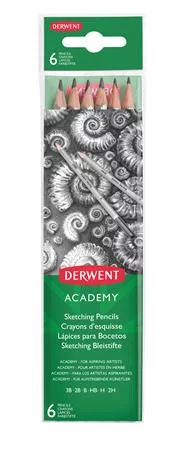 Grafitceruza szett, hatszögletű, DERWENT "Academy", 6 különböző keménység 6 db