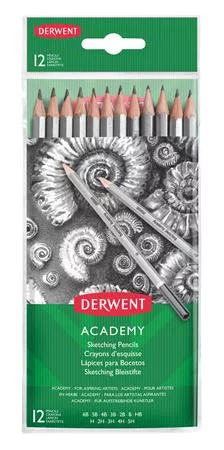 Grafitceruza szett, hatszögletű, DERWENT "Academy", 12 különböző keménység 12 db