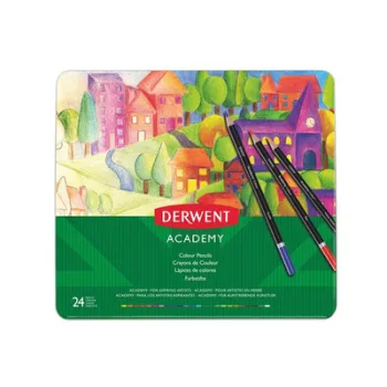   Színes ceruza készlet, fém doboz, DERWENT "Academy", 24 különböző szín 24 db