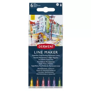   Tűfilc készlet, 0,3 mm, DERWENT "Line Marker", 6 különböző szín 6 db
