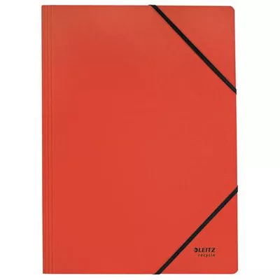 Gumis mappa, karton, A4, LEITZ "Recycle", piros 1 db