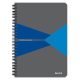 Spirálfüzet, A5, kockás, 90 lap, laminált karton borító, LEITZ "Office", szürke-kék