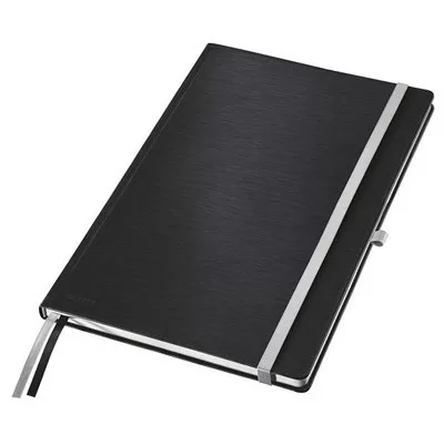 Jegyzetfüzet, A4, kockás, 80 lap, keményfedeles, LEITZ "Style", szaténfekete 1 db